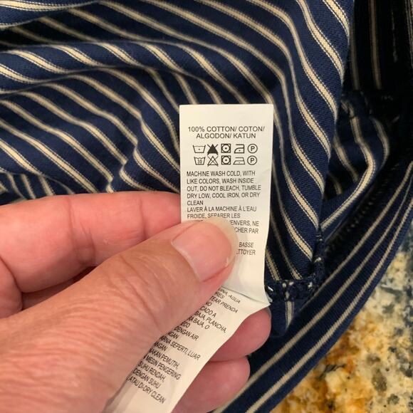 NWT - Lucky Brand Men's Navy and Cream Striped Henley Tee - SIZE XXL - Picture 9 of 9